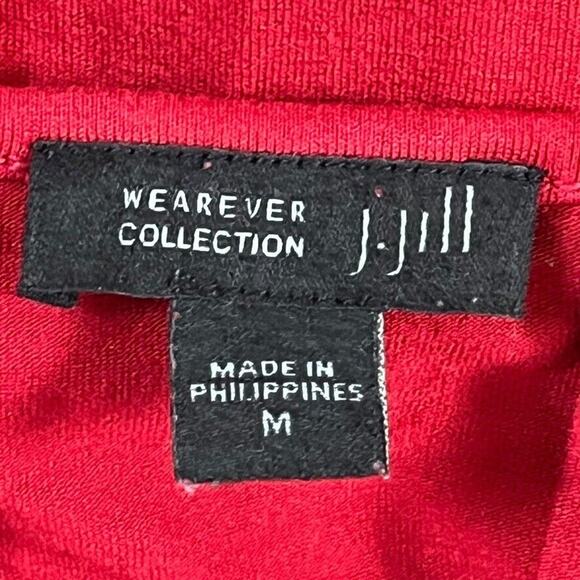 J Jill Wearever Womens Red Pleated Stretch Knit 3/4 Sleeve Above Length Dress M - Picture 2 of 16